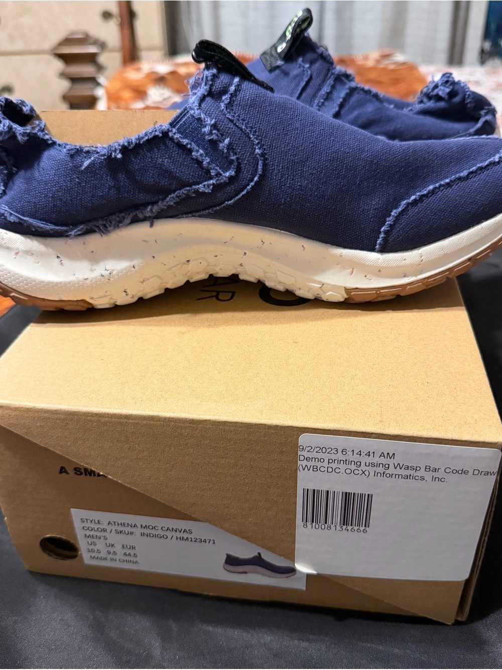 HOLO ECO Mens Athena Moc Canvas Slip On Shoes Indigo Size 10.5